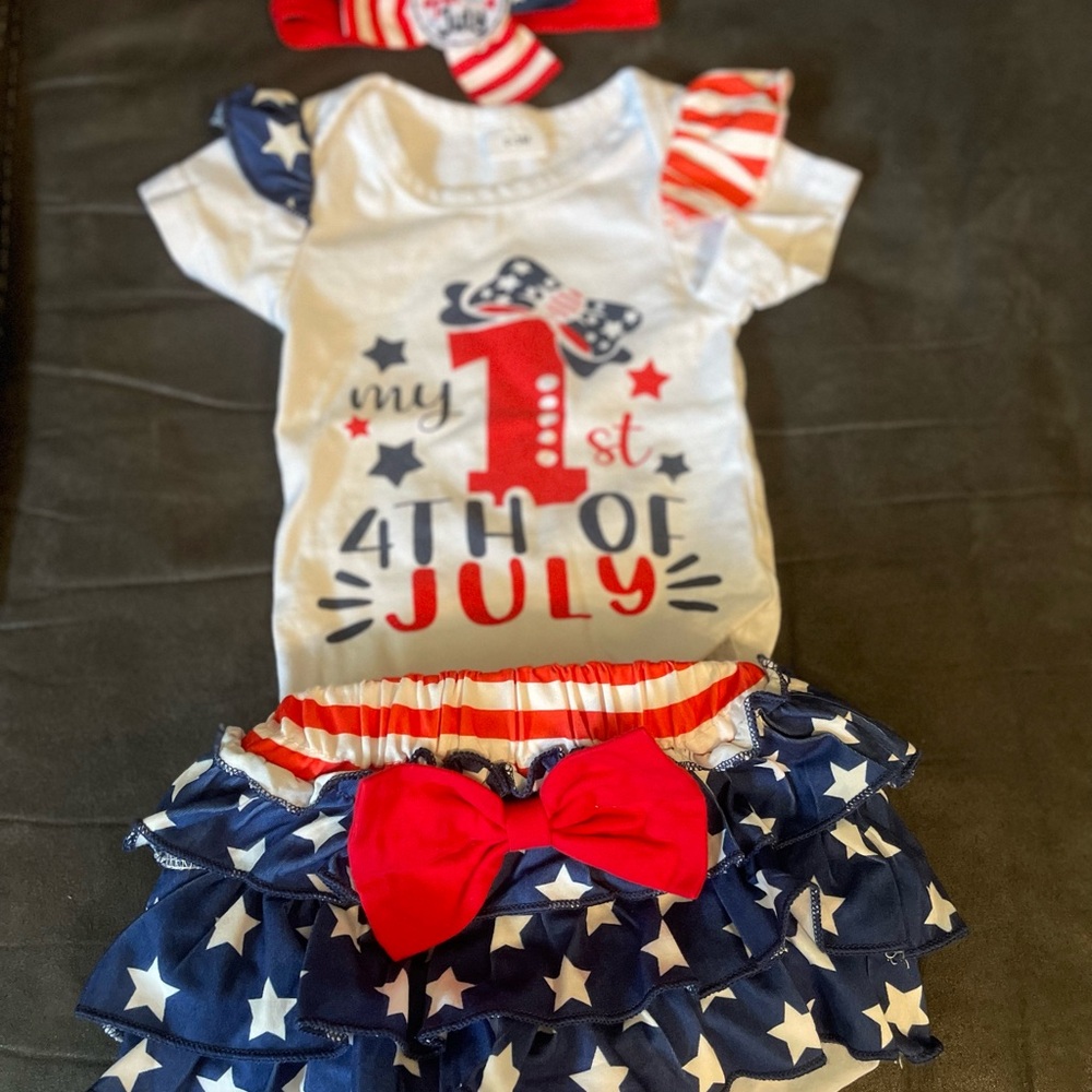 Patriotic Baby Outfit Set - Red, White, and Blue